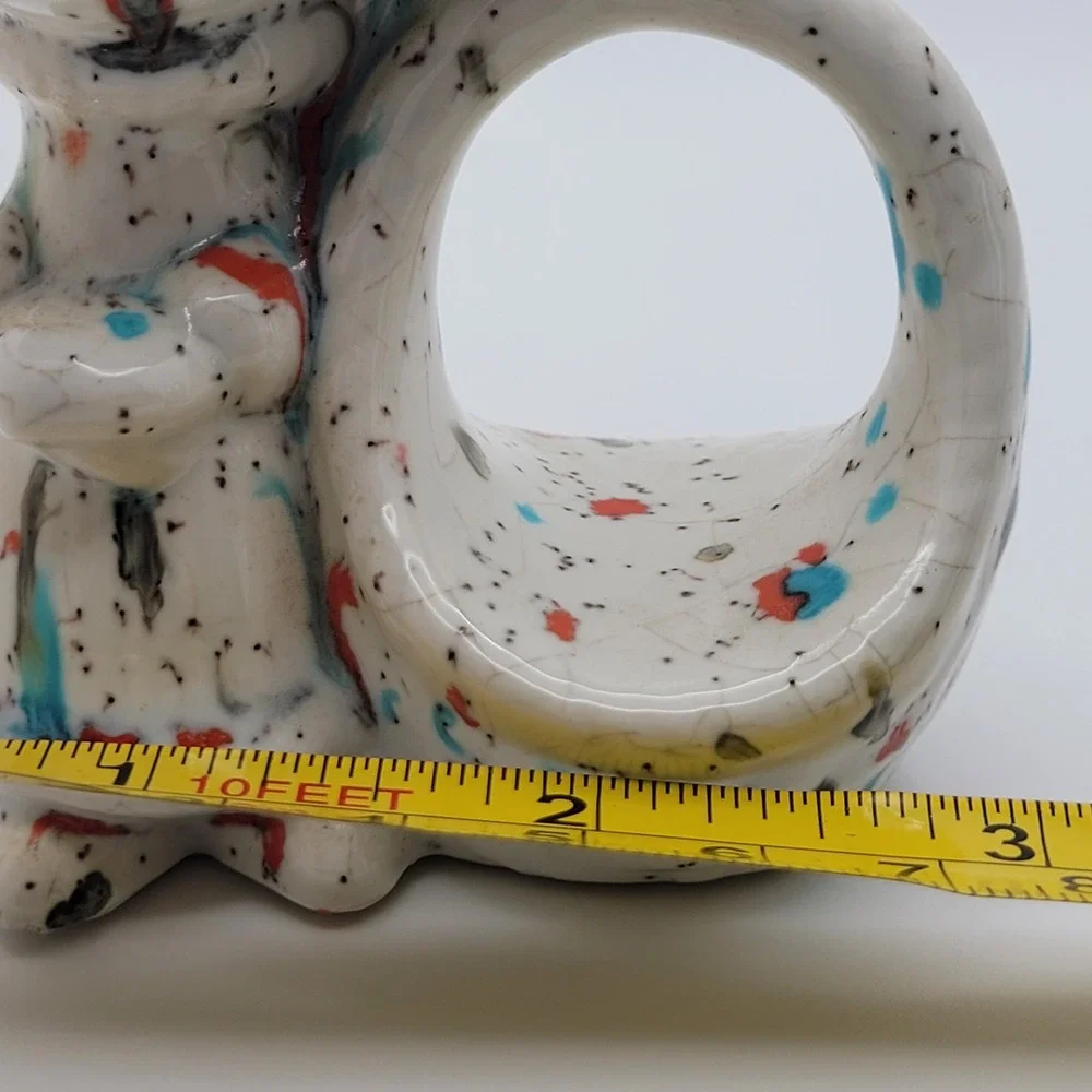 Vintage Holly‎ Hobbie and Robby Napkin Ring Figurine Set Ceramic Rainbow Speckle